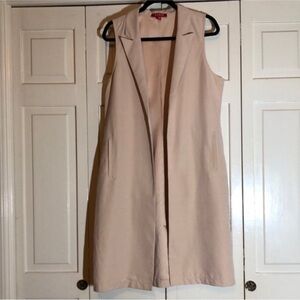 Guess Brienna Long Draped Faux Suede Long Line Vest blush pink medium